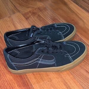 Vans Black Canvas Sneakers with White Stitching size 5.5